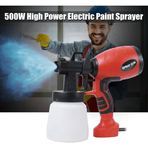 500W Electric Spray Gun 800ml High Pressure Paint Sprayer 3 Spray Patterns Flow Rate Control with 2.5mm Plastic Nozzle