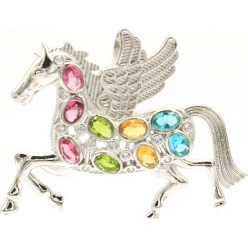 45x31mm Big European Design Star 20x15mm Created Green Peridot Iolite For Womans Dating Silver Pendant Eye Catching