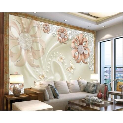 Beibehang Custom photo wallpaper 3D European jewelry flower living room bedroom TV background wall mural wallpaper wall 3D