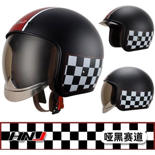 HJN Cafe Racer Vintage Motorcycle Helmet Casco Moto Retro Motorbike Fiberglass Helmet Light weight Open Face Helmet New