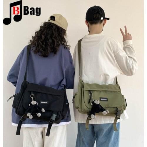 Women men Ins Japans Harajuku dark wind machine tooling canvas bag female Korean versatile students One Shoulder Messenger bag