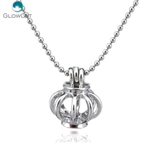 K72 Silver Tone Flat Lantern Diffuser Locket Necklace Kid Aromatherapy Steel 16" Aroma Essential Oil Diffuser Locket