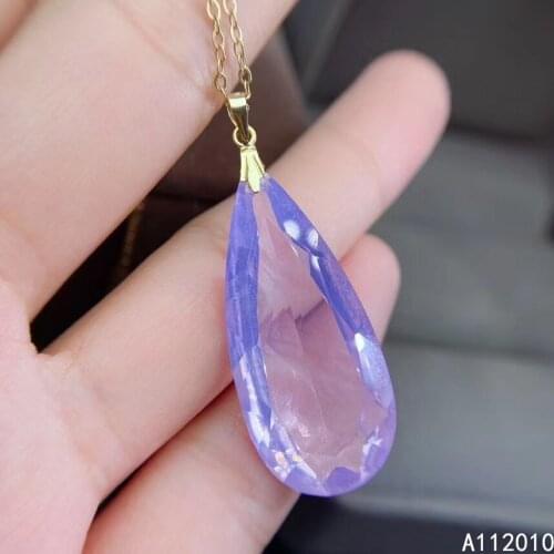 KJJEAXCMY Fine Jewelry 18K gold inlaid natural Amethyst Female Pendant Necklace classic hot selling with box