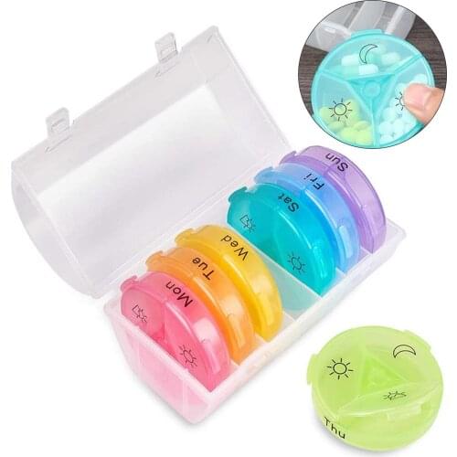 Weekly Daily Pill Box Organizer 7 Day Drug Tablet Medicine Storage Holder Splitter Large Pill Cases Container For Vitamin