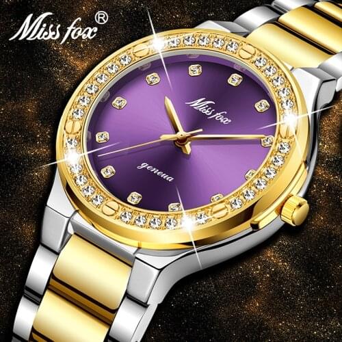 MISSFOX Women Quartz Watches Business Bracelet Purple Dial Beaute Wrist Ladies Watch 2020 Waterproof Female Wristwatch Wholesale