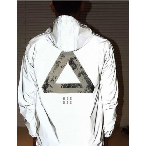 Men jacket casual hiphop windbreaker 3M reflective jackets tide brand men and women lovers coat new hooded fluorescent clothing