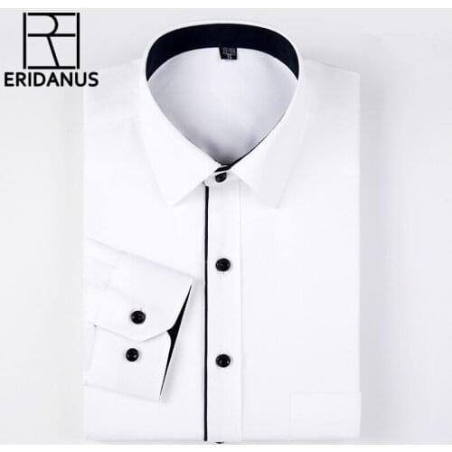 2017 Brand New Men Shirt Long Sleeve Male Dress Shirts Fashion Slim Fit Solid Color Business Casual Shirts Man Clothing M599