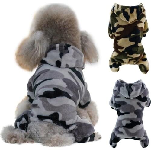 Soft Fleece Dog Jumpsuit Winter Warm Pet Four Legs Clothing For Small Medium Dogs Pet Chihuahua Pug Hooded Pajamas Dog Outfits