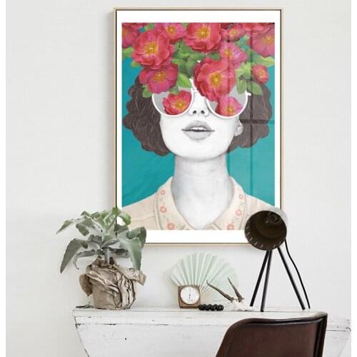 Diamond Painting Kits Home Decor With AB Drill Nordic Flower Girl Portrait Wall Art 5D Poured Glue Scalloped Edge Unique Gift