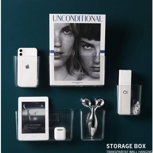 Wall Mounted Type Desktop Storage student dormitory Bathroom Bedroom Transparent Plastic Storage Box