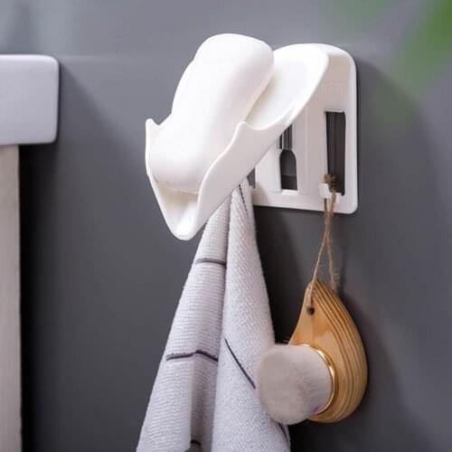 Home Bathroom Kitchen Wall Shower Soap Holder Drain Dish Sponge Towel Hook Rack