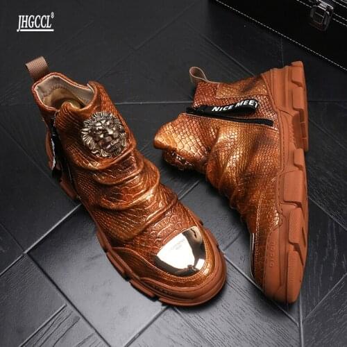 New platform white loafers high-end leather boots anti-wrinkle high-top boots party wedding shoes high-end punk comfort shoe P4