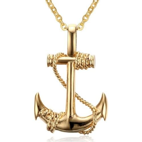 New Fashion Jewelry Caribbean Pirate Ship Anchor Necklace Retro Personality Mens Alloy Plating Jewelry Charm Chain 2021