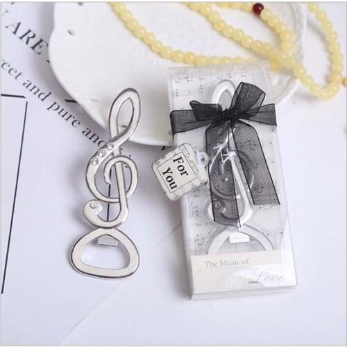 20pcs/lot Beer Opener Musical Note Openner With Exquisite Box Alloy Presents For Party Guest Souvenir Wedding Gifts