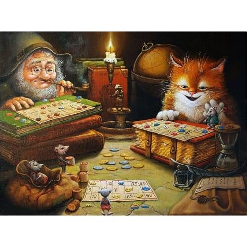 Full 5D DIY Square,Round Diamond Painting"Old man and cat"Handmade Kit Cross Stitch embroidery Mosaic Home wall decoration C-096