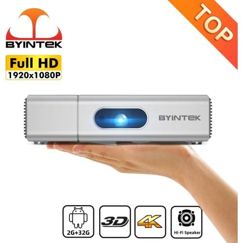 BYINTEK U50 3D 4K DLP Full HD 1080P Android Wifi Smart 2K TV Portable Home Mini LED Projector Proyector for Mobile Phone PC