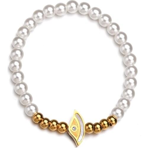 Simple And Fashionable Pearl Bracelet, Stainless Steel Shell Inlaid Zircon Pendant, Ladies Bracelet Jewelry