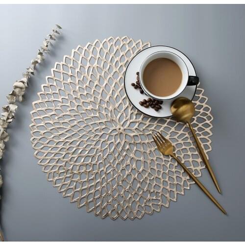 PVC Hollow Nordic Style Non-slip Kitchen Placemat Coaster Insulation Pad Dish Coffee Cup Table Mat Home Hotel Decor 51038