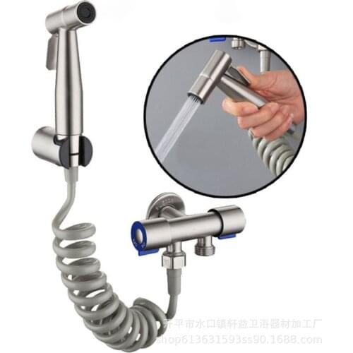 LASO Stainless Toilet bidet sprayer faucet washing Hand Bidet faucet Bathroom hand sprayer shower head black self cleaning taps