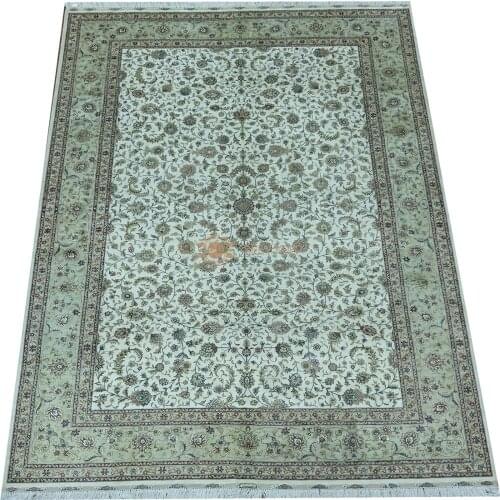 Seeykeep™ 6x9ft Pure Silk Handknotted Oriental Traditional Floral Design Rug-SK3036105