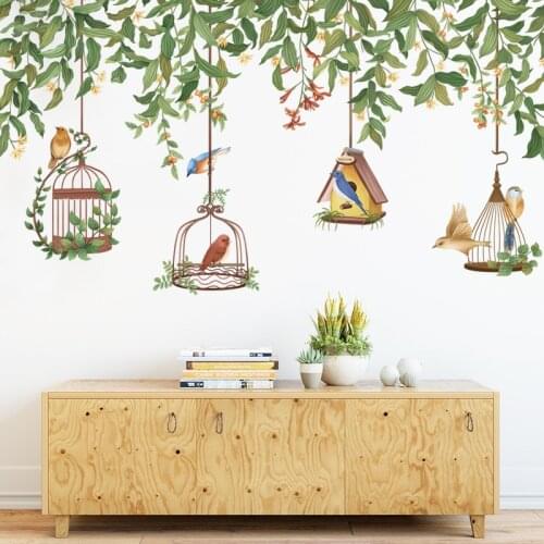 Removable Vine Birdcage Wall Stickers Bedroom Living room Sofa TV Background Wall Decor Vinyl Wall Decals for Home Decoration