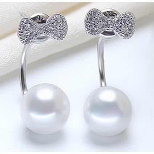 YIKALAISI 2017 new fashion Stud Earrings 100% Natural Freshwater Pearl 925 sterling silver jewelry Earring Gift For Women/Girls