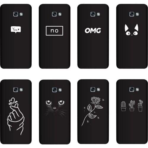 QAQsam Silicone Cover For Samsung Galaxy A7 2017 A720F A720F/DS Case Painting Flower Cat Moon Matte Phone Cases Funda
