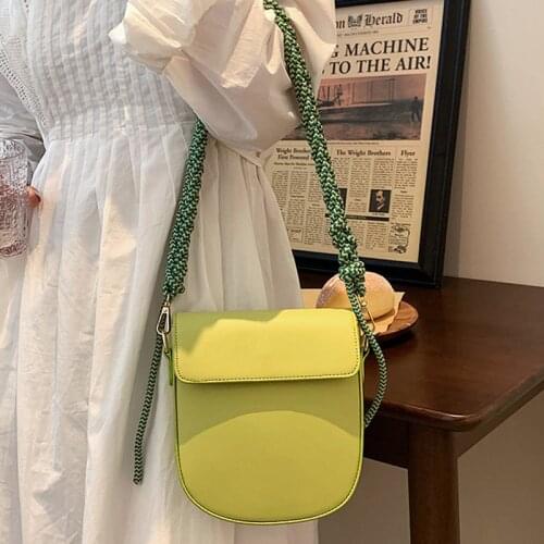 Rope Handle PU Leather Shoulder Crossbody Bags For Women Solid Color Womens Designer Small Handbag Female Travel Messenger Bag