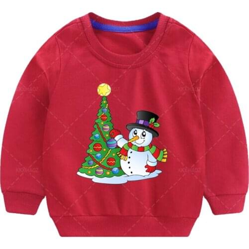 Christmas Print Sweatshirt Boys Sweatshirts Kids Clothes 2021 Winter Snowman Costume Children Pullovers Baby Girls Hoodies