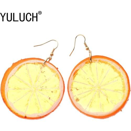 YULUCH New Design 3 Medium Colors Tropical Fruit Lemon Pendant Earrings for Women Vacation Beach Jewelry Earrings Girls