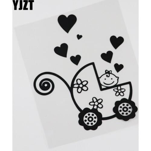 YJZT 14.6CM*17.7CM BABY ON BOARD Decor Funny Baby on a pram Vinyl Car Sticker 13C-0040