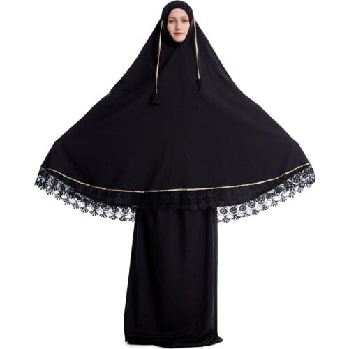 Womens Prayer Garment Clothes Set Muslim Hijab Dress Abaya Jilbab Long Dress Arab New Islamic Clothing Robe Femme Musulmane