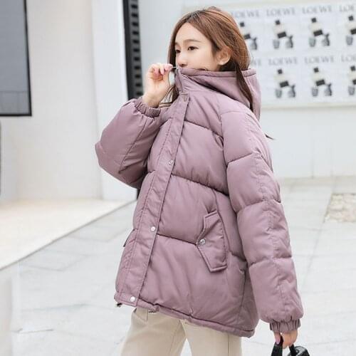 Nice Oversized Winter Puffer Jacket Women Loose Hooded Female Parkas Cotton Padded Coat Short Solid Casual Overcoat Coat Ladies