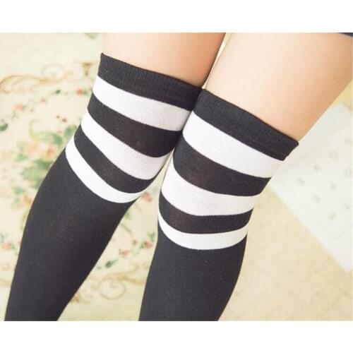 Women stripe Stockings Sexy Over Knee Anime Accesories Lolita Socks B436
