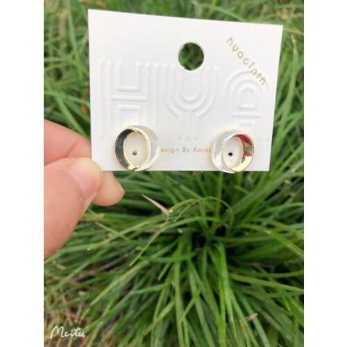 S925 Silver Ear Needle Stud Earrings Minimalist Fresh Mother Shell RND With ECO Brass14k Gold Jewelry for Women HYACINTH Hotsale