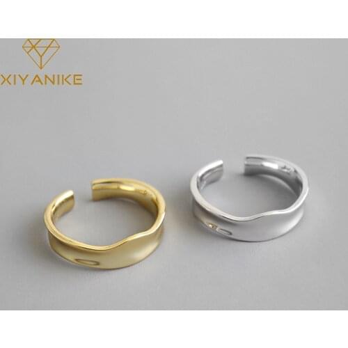 XIYANIKE 925 Sterling Silver Geometric Irregular Smooth Ring Women Fashion Minimalist Punk Style Exquisite Jewelry Couple Gift