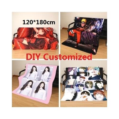 120*180cm DIY Customized Sleep Blanket Colorful printing Photo LOGO Images Fleece for Summer Sleep Pets Dog Friends Family