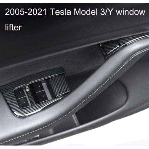 14pcs for tesla model 3 Car window lifter door switch Matte Black carbon fiber model Y stock decorate car accessories patches