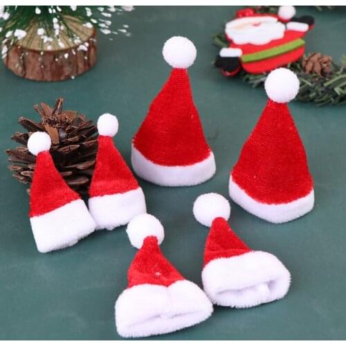 2Pcs Christmas Santa Claus Hat Mini Christmas Hat for Children Xmas Gift Decoration 1/12 Scale Dolls Accessories Home Decor