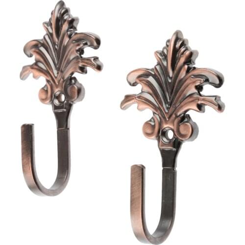 2pcs Vintage Maple Leaves Pattern Wall Tieback Curtain Hook Towel Hanger For Cloth-hat Hook Curtain Drapery Door Wall Hooks