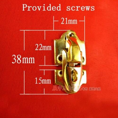 38* 21 mm Gold buckle Luggage accessories Antique box clasp Antique Gift Box Hardware Wooden box lock Provided screws Wholesale