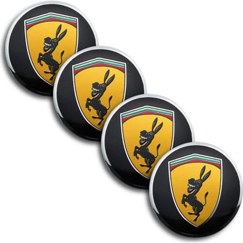 4pcs 56MM black Donkey Car Wheel Center Hub Cap 60mm Badge Emblem Sticker Decal Wheel Dust-Proof Covers for Ferrari Ford Mustang