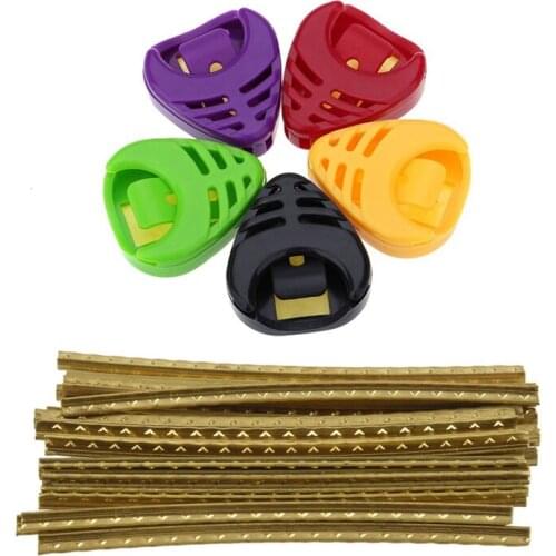 5X Plactic Heart-Shaped Guitar Pick Plectrum Cases & 22 Pcs Electric Guitar Fretwire Gold Tone Brass Frets 2.5 Inch