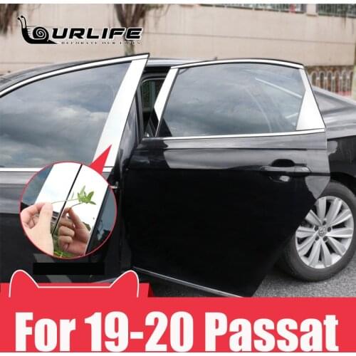 For Volkswagen Passat B8 2019 2020 2021 Accessories Exterior Stainless Steel Window Trims Center Pillars Covers Trims 6Pcs