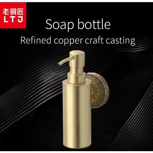 LTJ Antique Brass Soap Dispenser Wall-mounted Hand Washer Hand Sanitizer Foam Bathroom Accessories