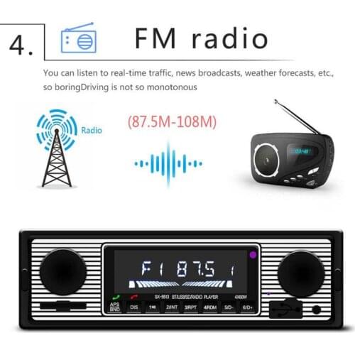 Car Bluetooth Radio MP3 Player Stereo USB/AUX Classic Stereo Audio FM Car Audio Accessories/Car Stereo Accessories US Vintage