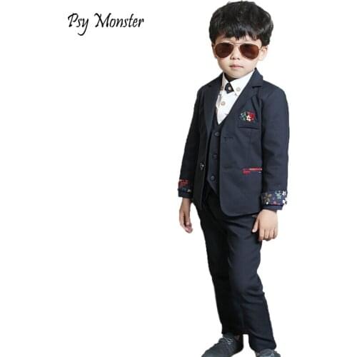 Brand Boys Wedding Suit European Flower Boys Blazer Jacket Suit Children Formal Dress Performance Suit Kids Tuxedos Costume N43