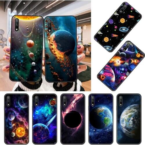 Phone Case For Huawei Honor 9X 9 9A 10 20 8X 8A 8S 7X 7A i 6A Pro Play Lite Black Cover Waterproof Silicone Magic Space Planet