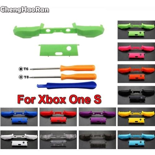 ChengHaoRan Black Red Blue Clear Replacement LB RB Button Trigger Part for Xbox One S Controller Bumper Buttons w/T6&T8 Tools