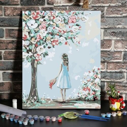 Home Canvas DIY Oil Painting by Number Kit for Adults Kids Beginner Interesting People Pattern Craft Hand-Painted Wall Decors